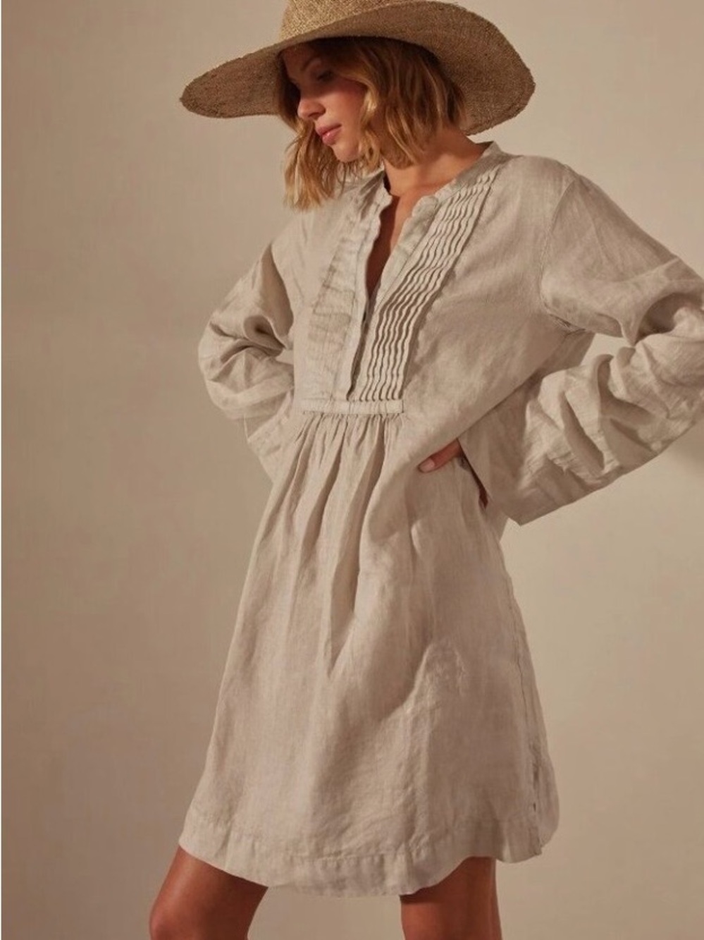 James Perse Linen Pin-Tuck Dress NWT